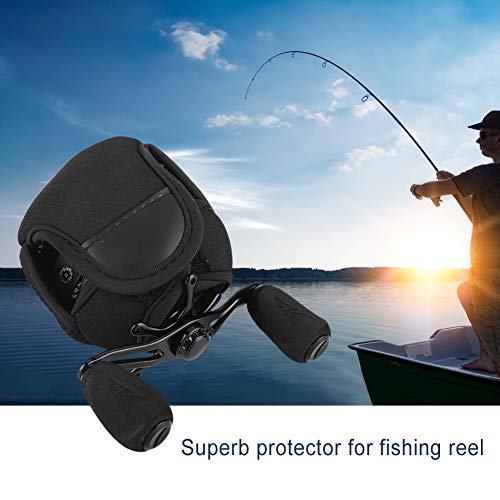 BORDSTRACT Fish Speed Reels Cover Case, Nylon Neoprene Waterproof Breathable Materials Baitcasting Reel Protector Soft Bag 5.91×4.53inch(Black)