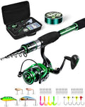 Ghosthorn Fishing Rod and Reel Combo Graphite Telescoping Fishing Pole Portable Travel Kit with Carrier Bag for Freshwater Saltwater - size: 8 ft, style: Full Kit With Carrier Case