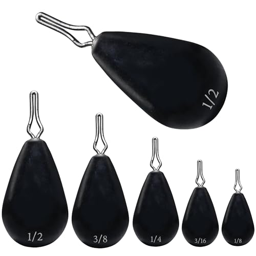 Reaction Tackle Tungsten Drop Shot Weights for Bass Fishing - Size Stamped Finesse Sinkers for Drop Shot Rig - Freshwater and Saltwater - color: Black Teardrop, size: 3/16 Oz (8-Pack)