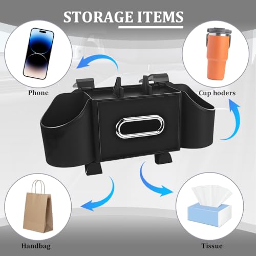 Car Headrest Back Seat Organizer, 4-in-1 Vehicle Seat Back Tissue Box with Cup Holder Headrest Hook, Phone Holder, Multifunctional Automotive Backseat Organizer, Universal for Vehicles (Black) - color: Black