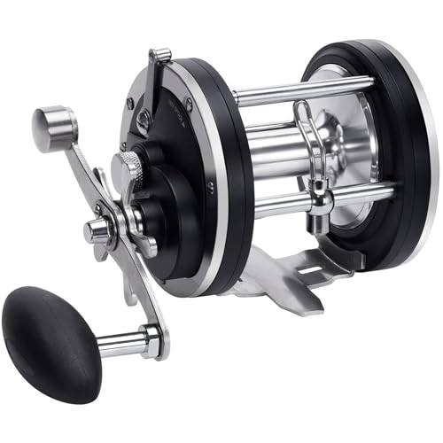Sea Fishing Reel 44-66 LB Max Drag Saltwater Round Conventional Trolling Reel Aluminum CNC 2.8:1/4.4:1 Gear Ratio 5+1/7+1 Bearings for Tuna Salmon Marlin - color: Black-Right Hand, size: SL600