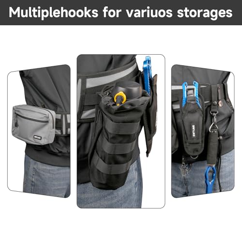 SANLIKE Adjustable Wading Fishing Belt Multi-Pocket Waist Rod Holder Tackle | 35–53in adjustable waist strap, soft mesh padding cuts fatigue, saltproof thick webbing, multi hooks for tackle mounting - color: Gray T2