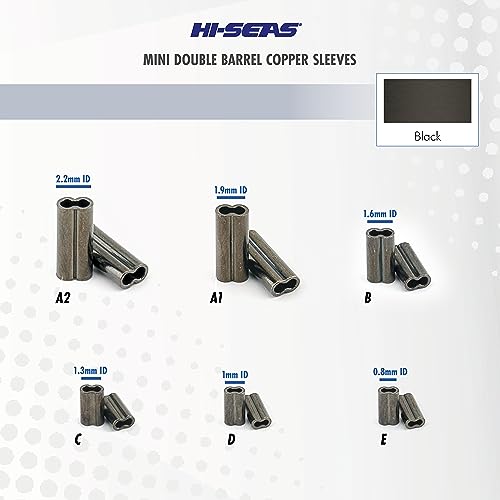 Hi-Seas Mini Double Barrel Copper Crimp Sleeves (1.9 Millimeter), Black - style: 1.9 Mm Id/60 Pc