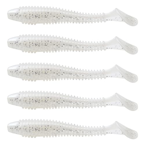 MAFIMOEA50/40/30Pcs Paddle Tail Swim Baits Lures Fishing Soft Plastic Lure Kit for Bass Trout Walleye Crappie 5.5cm 6.5cm 7.5cm - color: White, size: 6.5cm/2.55in-40pcs