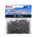AFW American Fishing Wire Fishing Swivels - Mighty Mini 100% Stainless Steel Crane Swivels, 3X Stronger Than Brass, for Terminal Tackle Box, Up to 600lb Test - Fishing Gear for Fishing Line Leaders - size: 50 Pieces, 220 Pound Test