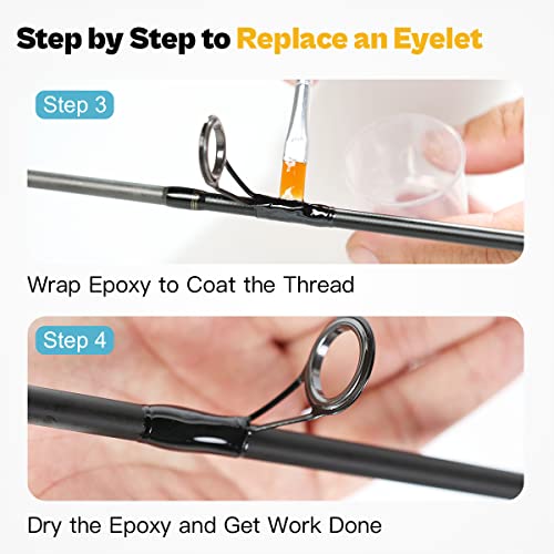 OJY&DOIIIY Fishing Rod Repair Kit, All-in-One Supplies for Fishing Pole Eyelets Replacement with Rod Guides,Epoxy Glue,Wrapping Thread and Tape - color: Spinning