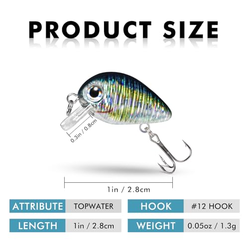 TRUSCEND Shallow or Deep Diving Crankbait with BKK Hooks, Wobble Fishing Lures for Bass Trout Crappie Walleye, Sinking Lipless Vibe Crank Bait for Bass Pike, Amazing Swimbait for Family Fishing - color: A4-1"-0.05oz