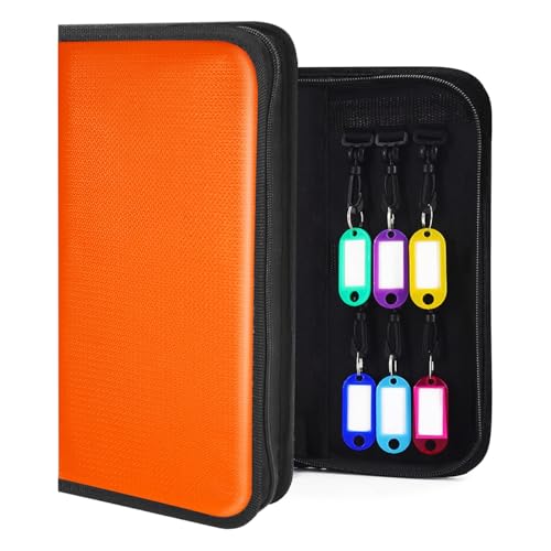 Key Organizer, Zippered Key Case, Fireproof and Waterproof Key Binder with 12 Hooks and Tags Portable Key Storage Book for Offices Real Estate Agencies Hotels and Rental Management - size: 12 keys