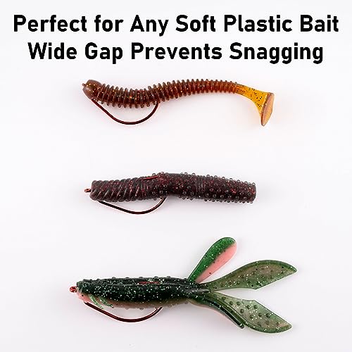 Dr.Fish EWG Hooks Bass Fishing Worm Hooks Extra Wide Gap Freshwater Fishing Carolina/Texas Rig - color: Red, size: #5/0-100Pack