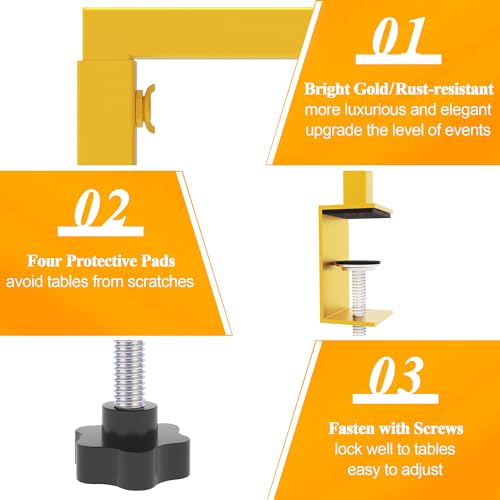 Over the Table Rod Stand with Clamps Adjustable 13''-42'' Tall 29"-98" Length Gold Table Arch Hanging for Wedding Birthday Party Halloween Christmas Decoration - color: Gold