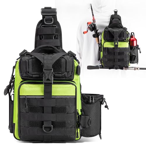 BLISSWILL Outdoor Tackle Bag - Large Water-Resistant Fishing Backpack - color: E：green Noir Elegance, style: Standard (11.8*8.66*4.0 Inch)