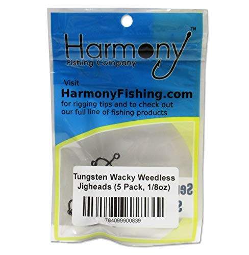 Harmony Fishing - Tungsten Weedless Wacky Jigheads (5 Pack, Black) [Finesse jig Heads for Wacky Worms/senkos] - size: 1/4 oz (5 Pack)