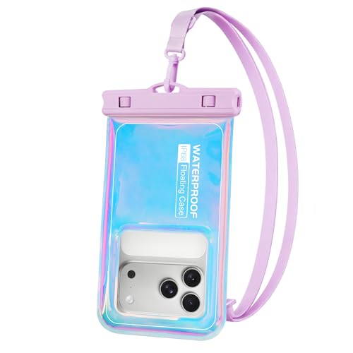 IPX68 Waterproof Phone Pouch, Floating Waterproof Phone Case for iPhone 17 16 15 14 13 Pro Max Samsung S26 S25 S24, Up to 7 Inch, Beach Vacation Essentials, Sparkling Purple - color: Sparkling Purple