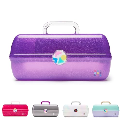 Caboodles On-The-Go Girl Makeup Box, Purple Sparkle, Hard Plastic Makeup Organizer Box, Built-In Mirror, Secure Latch for Safe Travel, Spacious Storage for Large Items - color: Purple Jelly Sparkle
