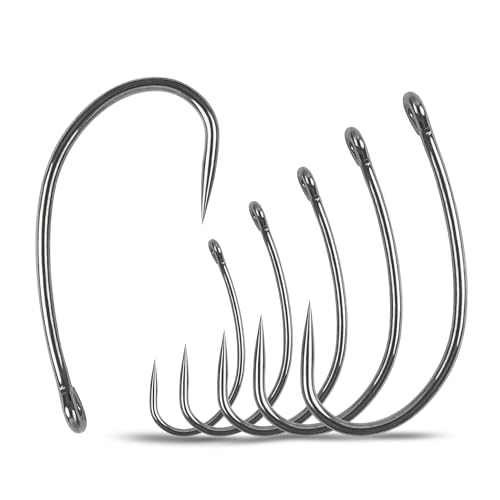 Barbless Fishing Hooks Curve Shank Carp Trout Circle Hooks Crank Fly Tying Hooks Carp Leader Hair Bait Rigs Fishing Accessoires for Freshwater Saltwater - size: 6#_80pcs