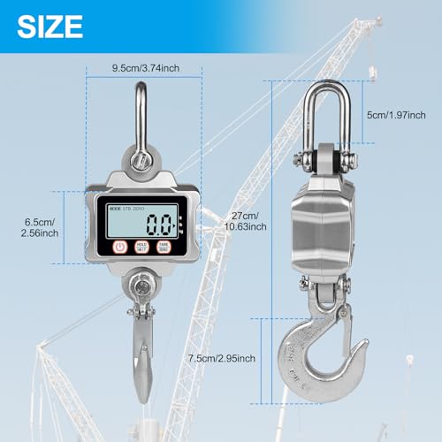 Hyindoor Digital Crane Scale 1000kg/2200lb Digtal Hanging Scale Heavy Duty Industrial Crane Scale for Farm, Factory, Construction, Hunting - size: S1-1000kg/2200lb