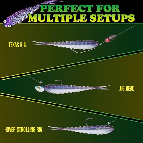 LUCKYFISHING Soft Plastic Baits 20PCS/30PCS/40PCS Forked Tail Fishing Soft Bait for Bass Walleye Trout Crappie Lures 3in/3.5in/4in - color: Purple Pearl, size: 4in-20pcs