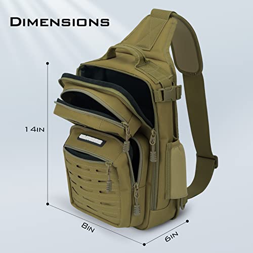 KastKing BlowBak Tactical Sling Tackle Bag-Lightweight Fishing Backpack Storge Fishing Gear and Equipment,Gift for Men - color: D: Desert Brown （14” X 8” X 6”）, size: Standard