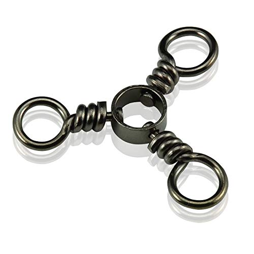 AMYSPORTS Fishing Connector Fish Swivels Tackle 3 Way Fishing Swivel Saltwater Freshwater Fishing Tackle Accessories Crossline Trolling Line Lure Connector - size: Size2 (75lb) 50 pcs