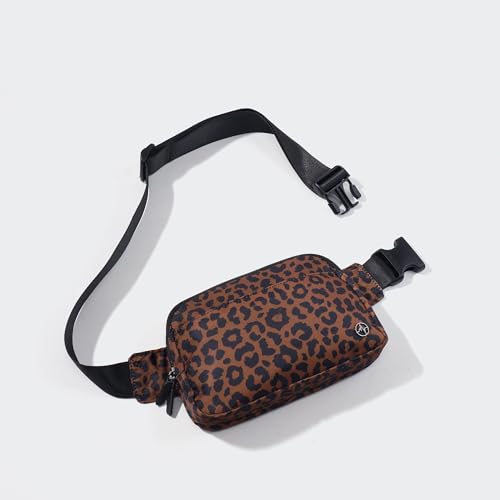 Pander Everywhere Belt Bag for Women, 5 Zipper Pockets Nylon Crossbody Fanny Pack Purse (Midnight Leopard) - color: Midnight Leopard