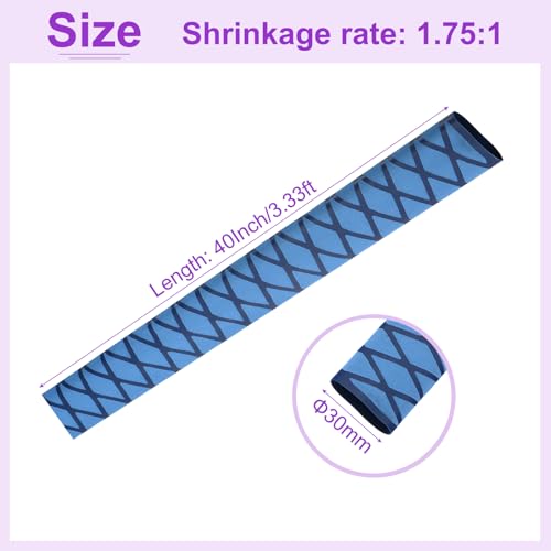 DMiotech Heat Shrink Sleeve Wrap Tubing x Tube Tubing for Fishing Rod Grips and Other Grips, Non Slip - Insulation - Waterproof 40'' Lengths, Dia 30mm Blue - color: Blue, size: Dia 30mm