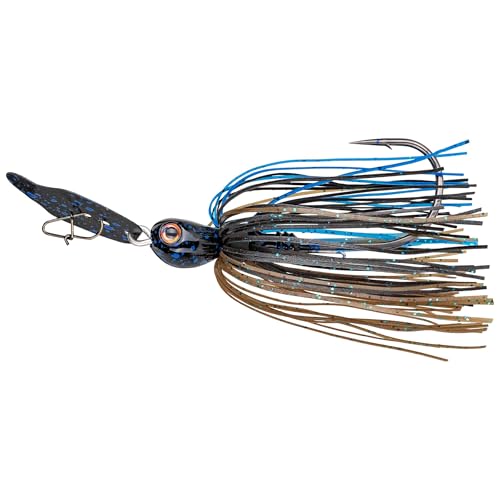 Strike King Thunder Cricket Fishing Lure, Vibrating Swim Jig, Silver Blade, 4/0 Jungle-Style Flipping Hook - color: Bruiser, size: 1/2 oz