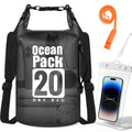 TILYMOL Dry Bag Waterproof, Roll Top Small Waterproof Backpack 20L, Floating Lightweight Bag with Water Proof Phone Pouch for Kayaking, Paddle Boarding, Boating, Fishing, Swimming - color: Black