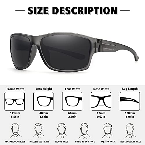 STORYCOAST Polarized Sports Sunglasses for Men Women Unbreakable Frame Cycling Fishing Driving - color: 3pack Black+clear Gray Frame/Gray+clear Gray Frame/Blue