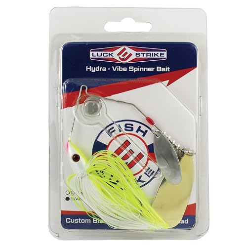 Luck E Strike Hydra-Vibe Spinner Bait with Custom Blades - color: Chartreuse/White, size: 3/4 OZ