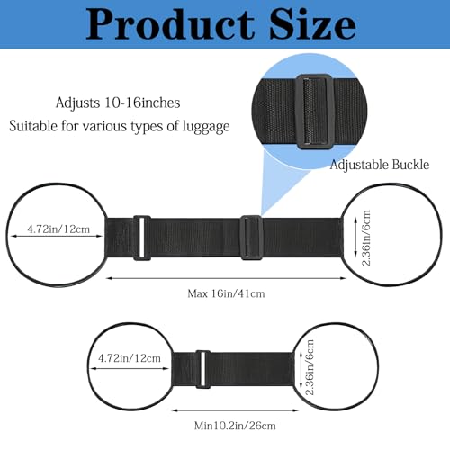 6PCS Multi Use Strong Adjustable Luggage Connector Straps, Add a Bag Easy to Travel Suitcase Elastic Strap Belt for Secure Stacking, Hands-Free Travel & Bag Attachment (Black) - color: 6black