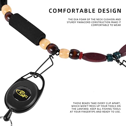 SF Fly Fishing Lanyard Neck unload/Loaded Necklace Adjustable Tool Holder with Foam Neck Strapfor Include Tippet, Plier, Zinger Retractor, Nippers, Hook Sharpener, Fly Patch, Floatant Bottle Holder