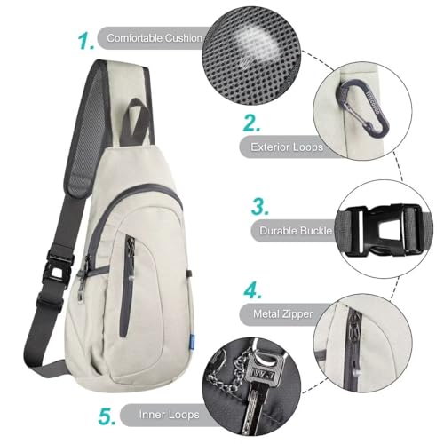 TITECOUGO Small Sling Bag, Lightweight Crossbody Backpack for Men Women, Shoulder Bag for Sports and Outdoor - color: Z1-canvas, Gray