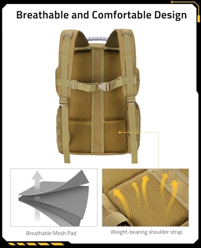 CVLIFE Tactical Range Backpack with Removable Divider, Gun Cases Bag with 4 Pistol Carrying Cases, Rucksack for Shooting (Tan, Medium) - color: Tan