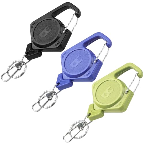Booms Fishing Zinger Retractor 3pack: Fly Fishing Retractor with 27.5" Retractable Lanyard - 4oz Retractable Keychain for Key Nippers Scissors Forceps, Fly Fishing Accessories, XW80 - color: Assorted Colors