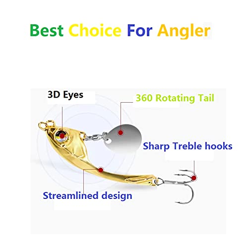 Fishing Lures Spoon VIB Tail Spinners Bait Metal Sinking Lures Fishing Jigs Blade Baits Bass Crankbait Fishing Spinner Blade for Bass Fishing Lure Kit with Tackle Box