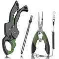 Fish Gripper 9.2",Muti-Function Line Cutter Fishing Pliers, Saltwater Fishing Tool Kit,Fishing Gear with Fishing Lanyard - color: Green