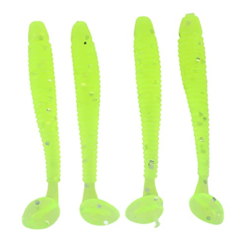 Akozon 50PCS Soft Plastic 5cm Fishing Lures, Ttail Grub Worm Bait, Fish Tackle Accessory in Vibrant Orange Color, Ideal for Fishing Enthusiasts - Pack of 50 - color: Fluorescent Green