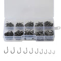 300pcs Small Fishing Hooks Black High Carbon Fishing Hooks Set 6 Sizes with a Plastic Box - color: 500pcs Black