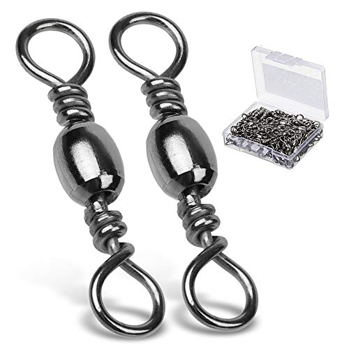 AMYSPORTS High Strength Fishing Swivels Barrel Solid Ring Barrel Fishing Swivel Rolling Fishing Tackle Line Connector Saltwater Freshwater Stainless Steel Accessories - size: Size5 (62lb) 50 pcs