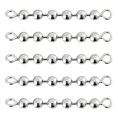 Dr.Fish 20 Pack Fishing Bead Chain Swivels Stainless Steel High Speed Trolling Swivels Fishing Tackle Rig Fishing Gear Freshwater Saltwater Salmon Walleye - size: 6 bead, 3/16"