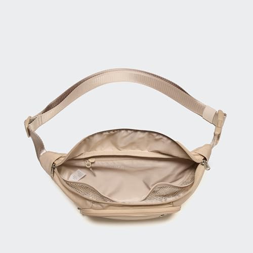 Pander Everywhere Belt Bag Crossbody Fanny Pack with Mesh Pockets and Adjustable Strap, 4L / Raw Linen - color: Raw Linen, size: 4L (114cm Strap)