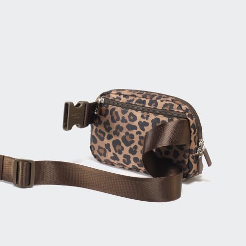 Pander Two Way Zipper Fanny Pack Nylon Everywhere Belt Bag for Women, Water Repellent Waist Packs, Crossbody Bags with Adjustable Strap (Leopard Multi) - color: Leopard Multi