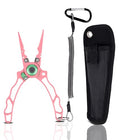 Fishing Pliers with Innovative Ergonomical Handle, Corrosion Saltwater Resistant,Fishing Multitool Hook Remover Braided Fishing Line Cutting, Split Ring with Coiled Lanyard and Sheath - color: Pink-6.6"