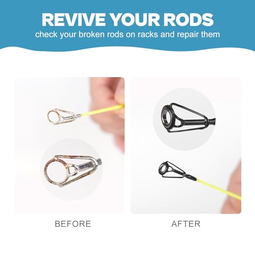 OJYDOIIIY Fishing Rod Tip Repair Kit, 10/20 Replacement Pole Tips with Complete Supplies, Parts and Instructions - color: 20 Tips