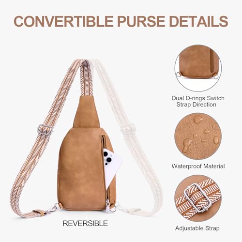 Anti Theft Crossbody Bags for Women Travel Chest Sling Bag Leather RFID Purse Fanny Pack Camel - color: camelbrown