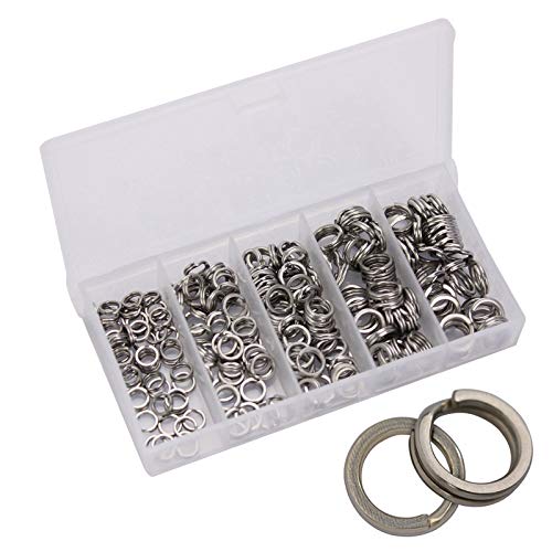 200pcs Assorted Size Split Rings Fishing Lure Connectors Stainless Steel Split Ring OD 5/6/7/8/9mm Open Jump Rings Connectors for Charm Connector Jewelry Findings Fishing - color: Heavy duty split rings_200pcs