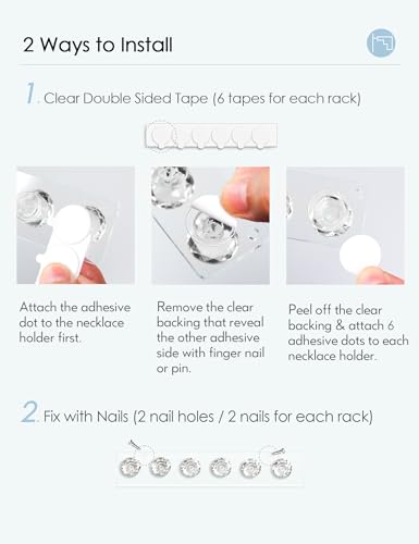 Mymazn Acrylic Necklaces Holder Wall Mounted Necklace Hangers Hanging Jewelry Organizer with 6 Hooks, Clear Jewelry Hangers for Necklace Organizer for Girls Women, Necklace Hooks for Wall (4 Pack) - color: Clear Short – 4Pack