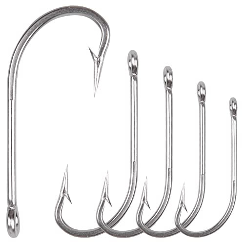 Saltwater Fishing J Hooks O'Shaughnessy Forged Extra Strong Stainless Steel Trolling Sea Bass Striper Snapper Fishing Hooks, Size 1/0-10/0 - size: 2/0-30pcs