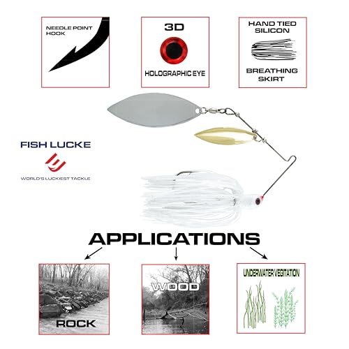 Luck E Strike Jimmy Houston Legends Spinner Bait with Willow Blades - color: White, size: 1/2 OZ