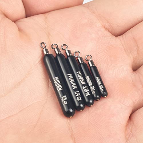 10 Pack Tungsten Skinny Drop Shot Weights, Pencil Sinkers with Round Eye for Free Rig & Finesse Bass Fishing, Drop Shot Rig Weights - color: Matte Black, size: 3/32oz - 10 Pack